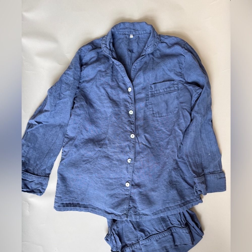 Serena and Lily 100% linen pajamas positano linen PJs size L
